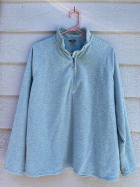 Eddie Bauer Quarter Zip Fleece Pullover, Women’s Size Large, Seafoam Green